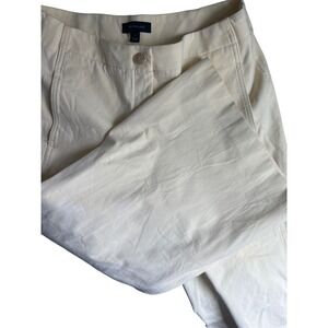 Ann Taylor wide leg cotton zip up‎ pants sz 8 butter yellow pockets AS IS